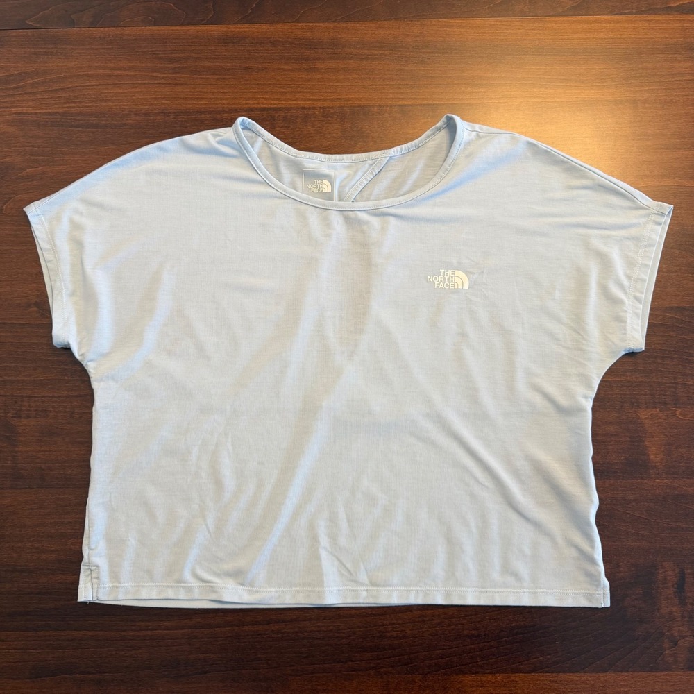 The North Face Blue Wander Crossback Short Sleeve Top Size S Activewear Gorpcore